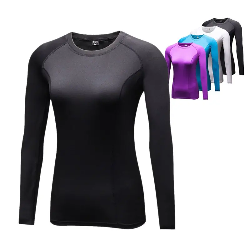 Футболка с длинным рукавом для женщин компрессионные колготки йоги фитнеса