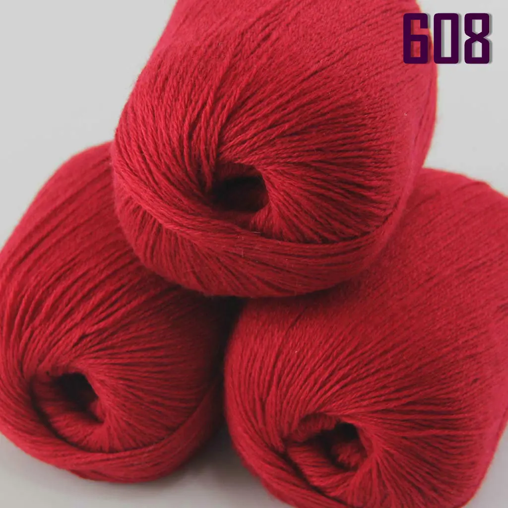 608 Dark Red Распродажа новые мягкие 3X50 г чистый кашемир обертывание шали ручной вязки шерсть пряжа Кашемир шали и обертывание s 233 - Цвет: 608 Dark Red