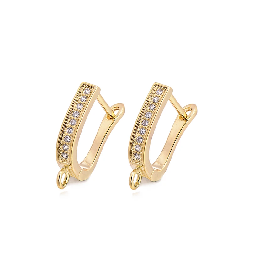 gold Pipitree DIY серьги-кольца фурнитура для изготовления ювелирных изделий Медь CZ Циркон Серебро Золото Цвет Круглые Серьги Крючки застежки аксессуары - Цвет: gold