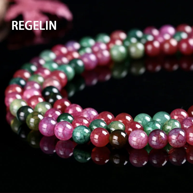 REGELIN Natural Colorful Stripes Agates Stone Beads For Jewelry Making DIY Bracelet Necklace 4/6/8/10/12 mm Strand 15'' | Украшения