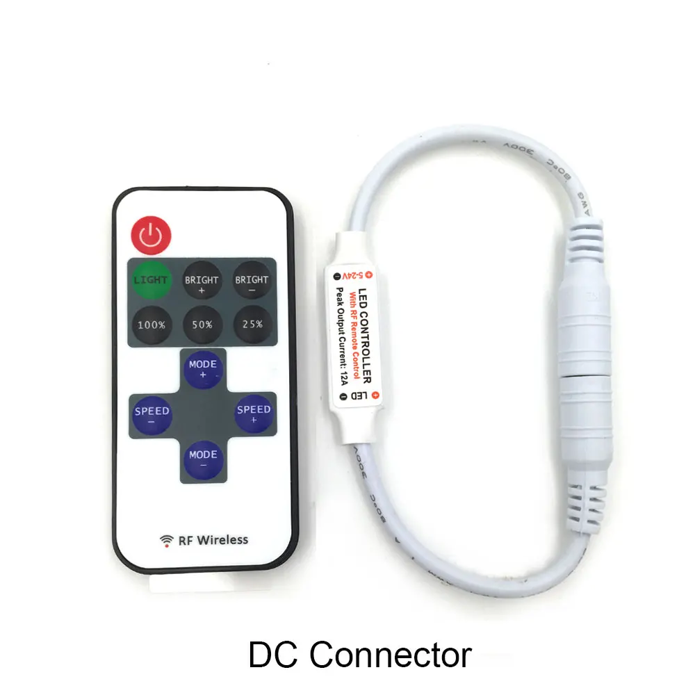 DC Connector DC Светодиодный светильник ing Dimmer мини пульт дистанционного управления Одноцветный переключатель 5 в 12 В 24 в драйвер для Светодиодный светильник лампа с адаптером - Цвет: DC Connector