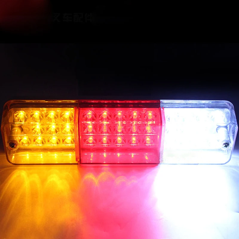 

2Pcs Car LED Rear Tail Lights 12V Truck Trailer Stop Turn Signal Reverse Lamp Red Yellow White 23CM