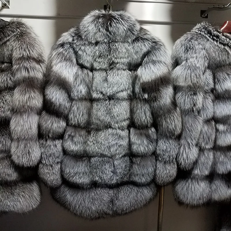 Куртки из Меха чернобурки 60 см 70 меховые полосы пальто верхняя одежда куртка