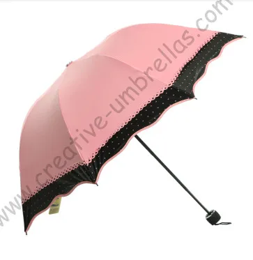 6pcs/lot colour option super light folding mini umbrella 5 times black coating Anti-UV two layers meat pink lace parasol | Дом и сад
