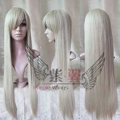 Косплей светлые прямой длинная женщин полный парик 80 см|wig|women medwig needle |