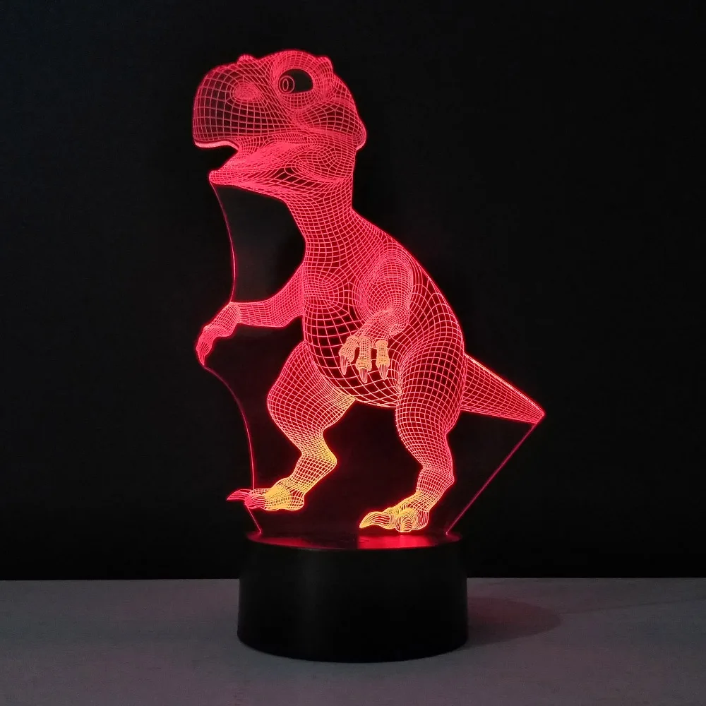 3D objet свет динозавров настольная лампа Цвет Сменные лампада USB нажатием кнопки veilleuse Enfant Deco Главная Освещение Luminaria Lampen