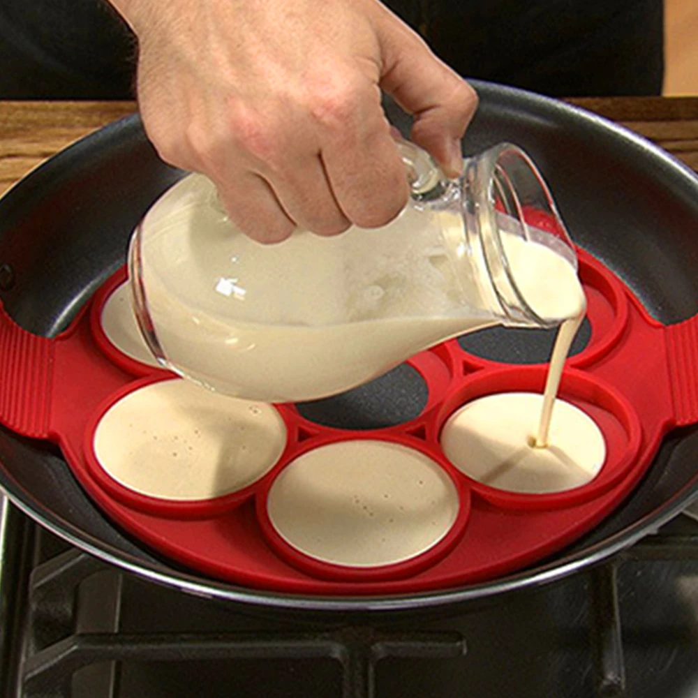 1 шт. без рукояти яйцо формы силиконовые 7 отверстий блины кольцо сделать яиц один