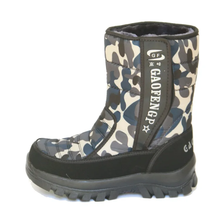 gray camouflage Уличные походные утолщенные теплые зимние ботинки мужские зимние для охоты и лыжных прогулок альпинистские рыболовные камуфляжные водонепроницаемые тканевый утеплитель - Цвет: gray camouflage