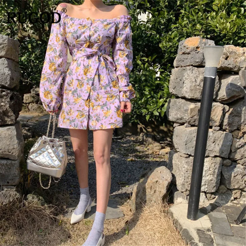 Женское платье с цветочным принтом RUGOD элегантное винтажное богемное мини