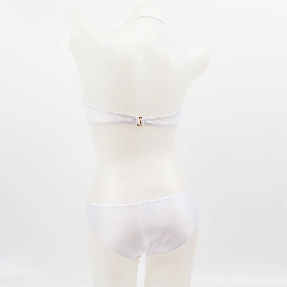 Металлические бикини с кольцами набор белые однотонные дешевые собрать вместе