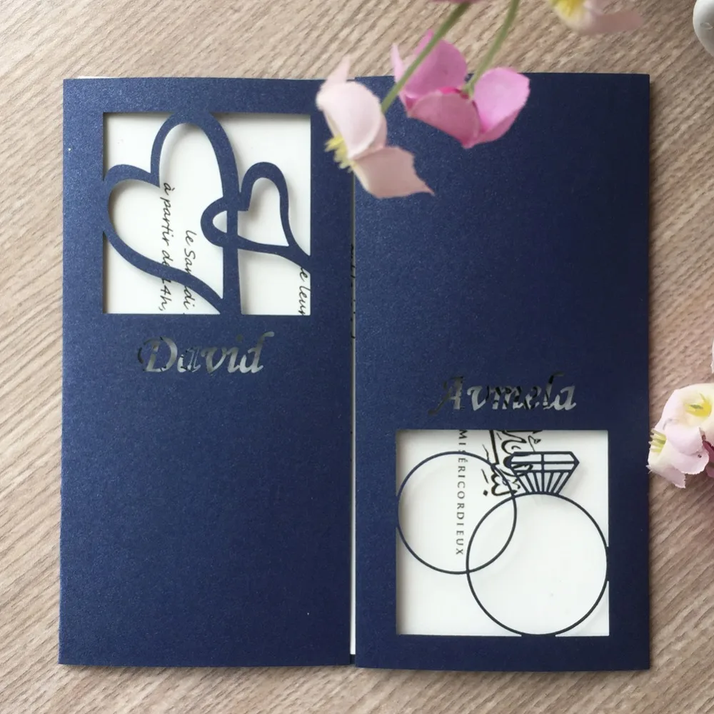 

45pcs Laser Cut Ring Pattern Initations Cards Romantic Wedding Invitations Birthday Party Invitations Greeting Card