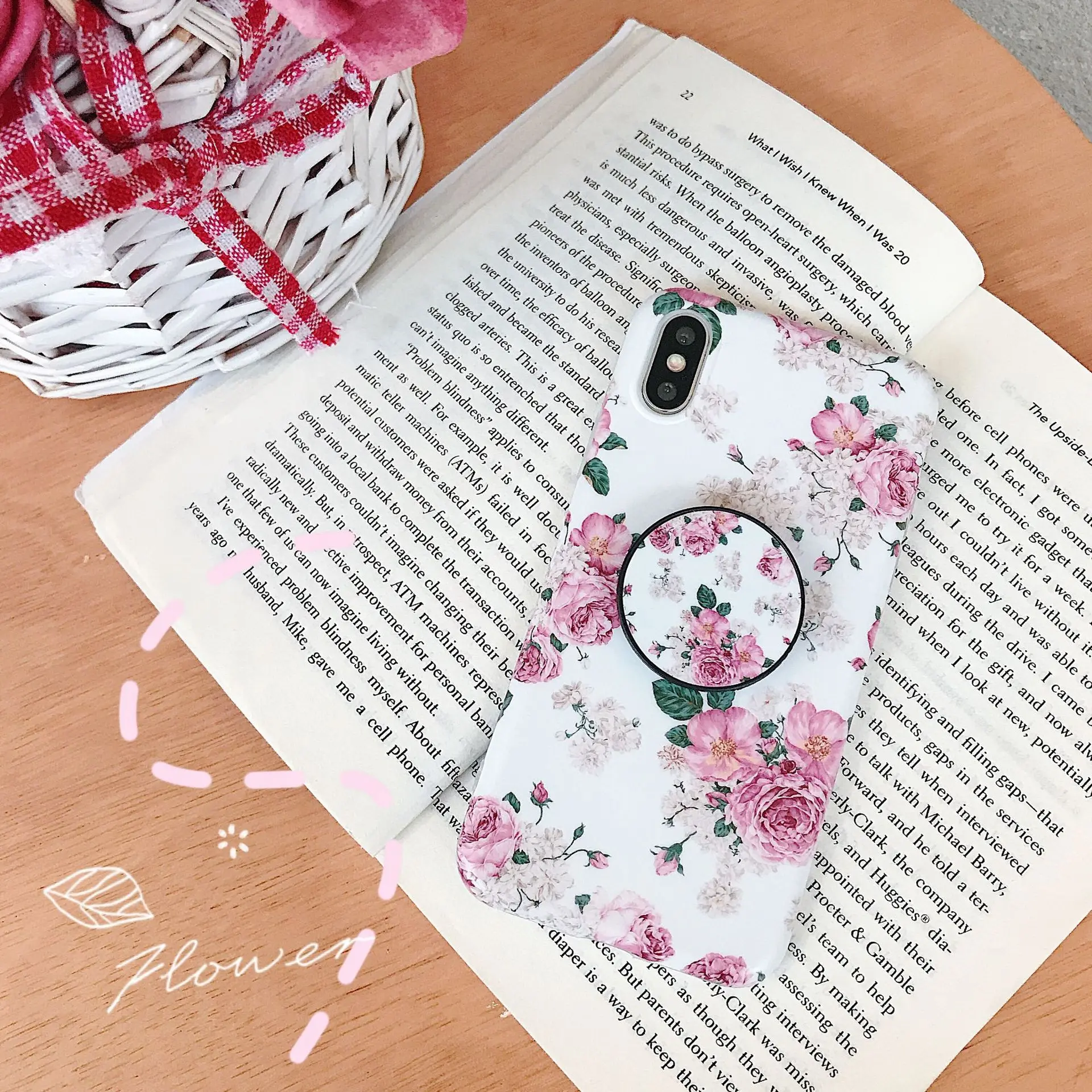 LoliHippo классический силикон мягкий цветочный чехол для iPhone x 7 8 6 S Plus Grip Holder задняя