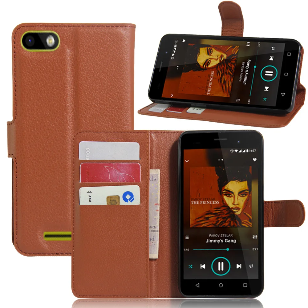 Модный кожаный чехол кошелек из зернистой кожи PU для Wiko Lenny 3 Защитный флип