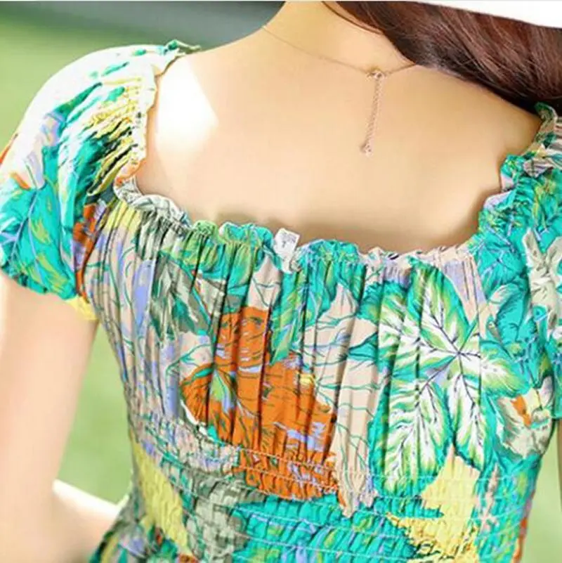 Женское свободное платье с круглым вырезом летнее Хлопковое до колена короткими