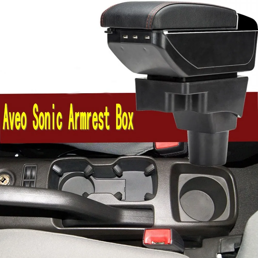 

For Chevrolet Aveo Sonic Lova armrest car Centre Console Storage Box cup holder car-styling accessories T250 T300 2011-19