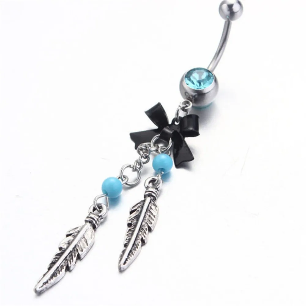 blue Crystal Surgical Steel Navel Piercing Nombril Dream Catcher Belly Button Rings Women Ombligo Pircing | Украшения и