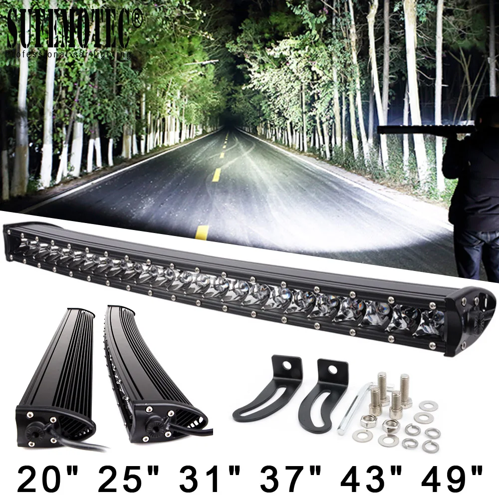 

3D 120W 150W 180W 240W Super Slim Single Row Curved Led Light Bar Combo Beams For 4x4 Offroad SUV 4WD ATV Driving Work Lights