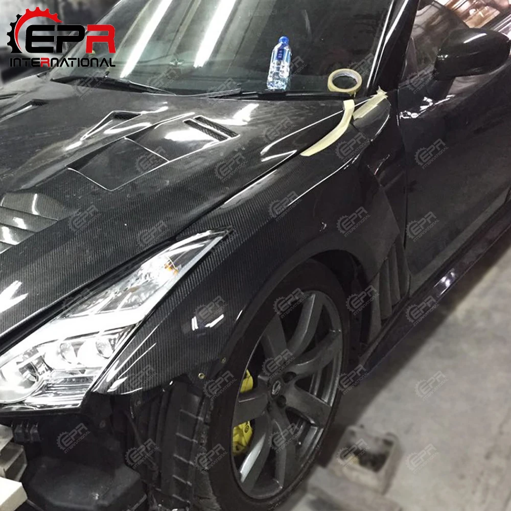 Для Nissan GTR R35 EPA стиль переднее крыло из углеродного волокна с жалюзи Fin (6 плавников