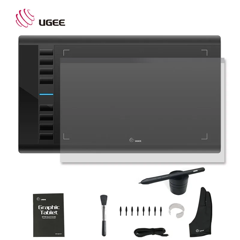 Ugee M708 цифровые графические планшеты для рисования 10*6 дюймов графический планшет