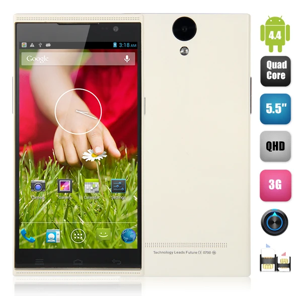 IRULU Смартфон V1 5.5 &quotIPS QHD MTK6582 Android 4.4.2 Quad Core 1 ГБ/8 ГБ Мобильный 8.0MP Wifi GPS Мобильного