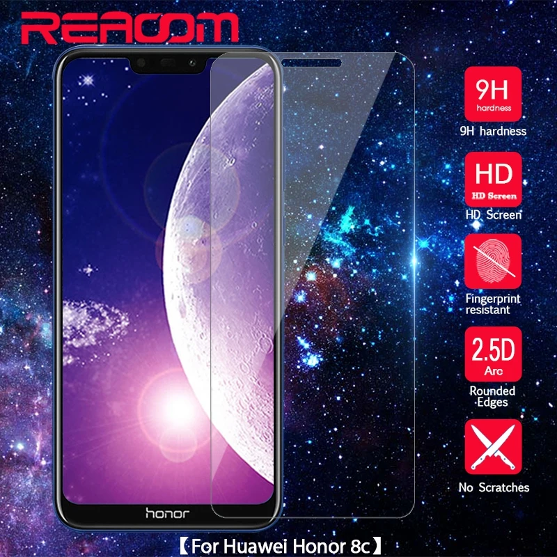 Закаленное стекло REAOOM 9H 2.5D для Huawei Honor 8C защитное с изогнутыми краями 8C|Защитные