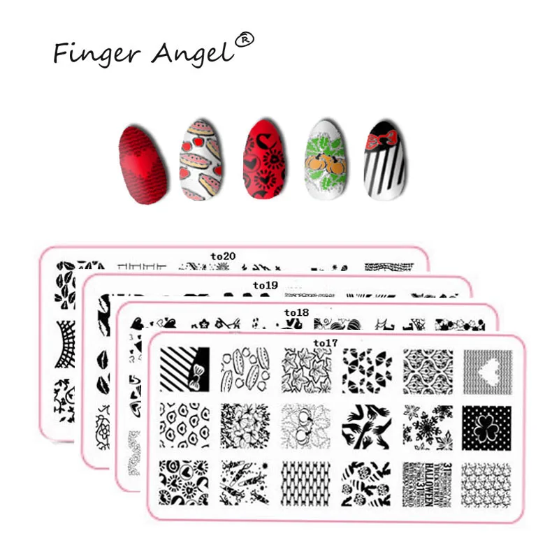 Finger Angel 1 шт. 6*12 пластины для штамповки ногтей штамповочная пластина с сердечками