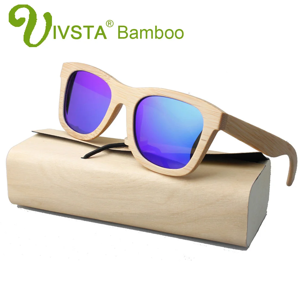 

IVSTA Wooden Bamboo Sunglasses Wood Men Bambu Handmade Polarized Wholesale Women Driving Mirror with Case Round Box