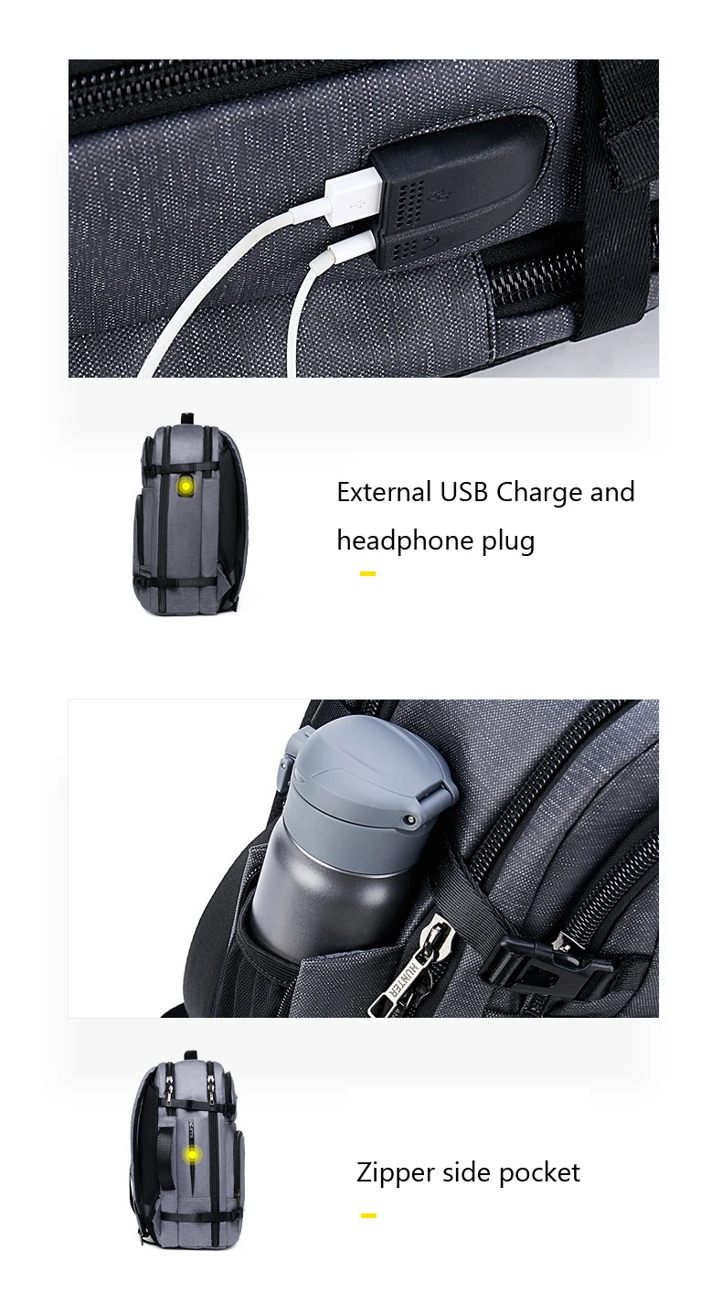 ARCTIC HUNTER 17 дюймов USB Водонепроницаемый Противоугонный ноутбук мужские сумки путешествия Спорт Бизнес ноутбук Мужской рюкзак школьный пакет