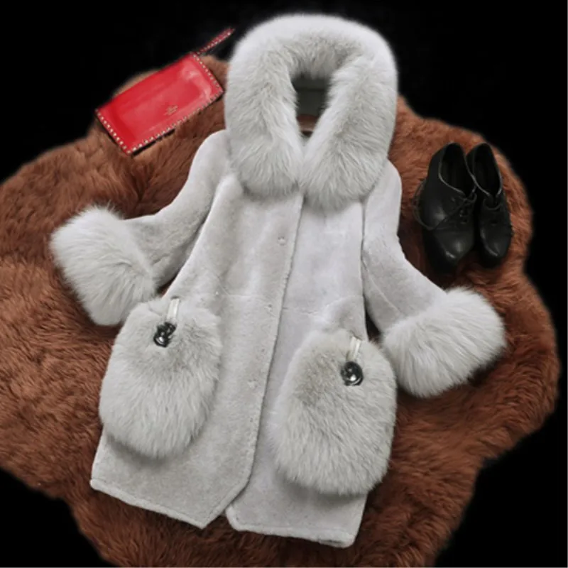 YOUMIGE 2016 new fur one female jacket in the long section of sheep cut shears coat XXXL | Женская одежда