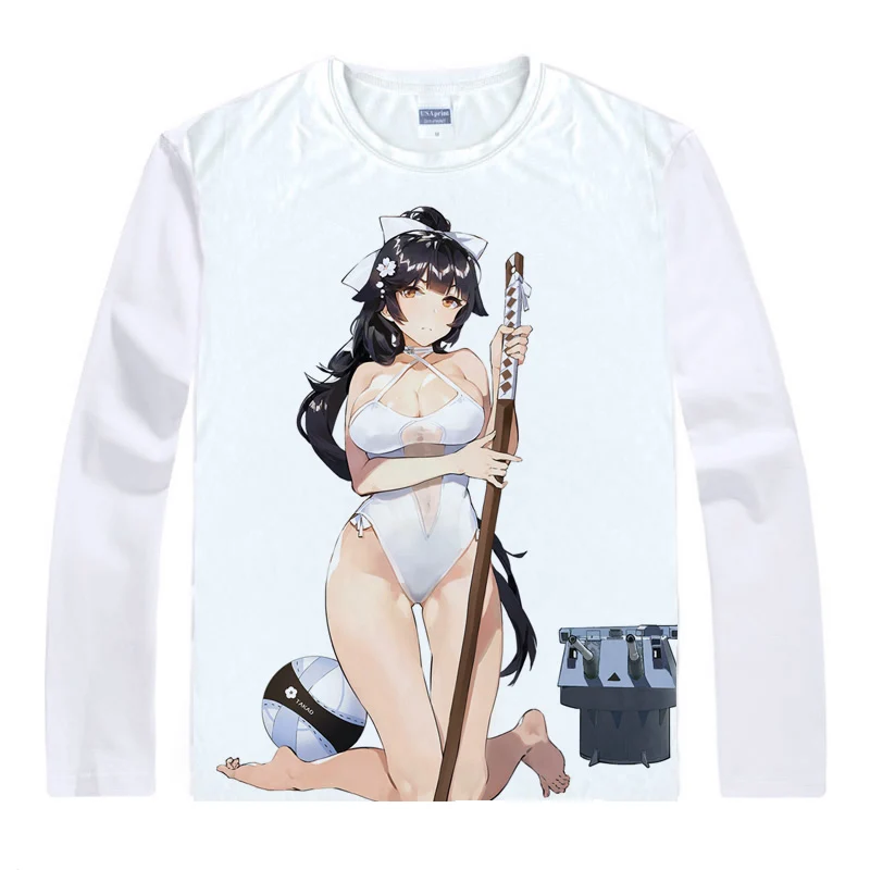 Azur Lane футболки Для мужчин в стиле хип хоп с длинными рукавами рисунком из аниме