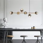 Подвесная лампа в скандинавском стиле, в стиле модерн, для гостиной, со стеклянными лампочками, металлический стержень, подвесной светильник E27