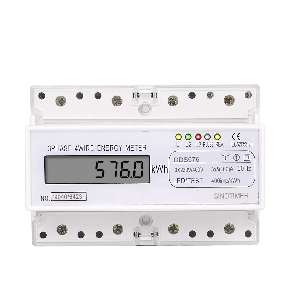 DDS576 380V 100A ЖК-дисплей умный электрический счетчик 3 фазы измеритель мощности din-рейку 7P ваттметр в счетчиках энергии счетчик электроэнергии