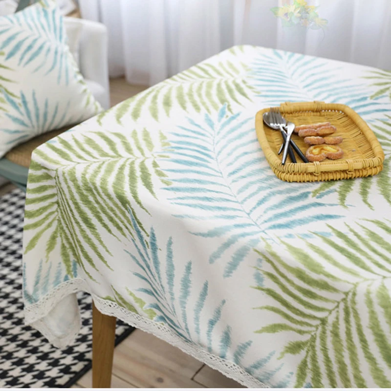 Скатерть лист тропического растения напечатанный полиэстер хлопок Кофейня