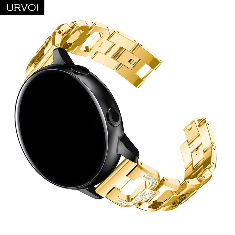 URVOI link браслет для Galaxy Watch Active 42 46 мм D стильный браслет из нержавеющей стали манжета сложить над застежкой Циркон быстроразъемные контакты