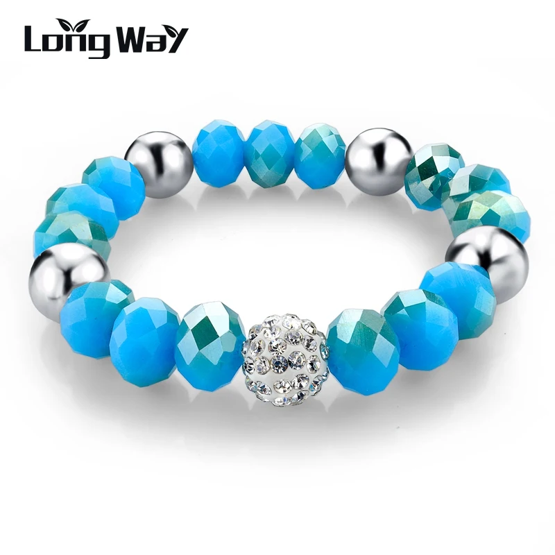 

LongWay Jewelry Brand Charm Bracelets For Women Silver Color Crystal Bracelet Shambhala Beads Bracelets Jewelry SBR150164