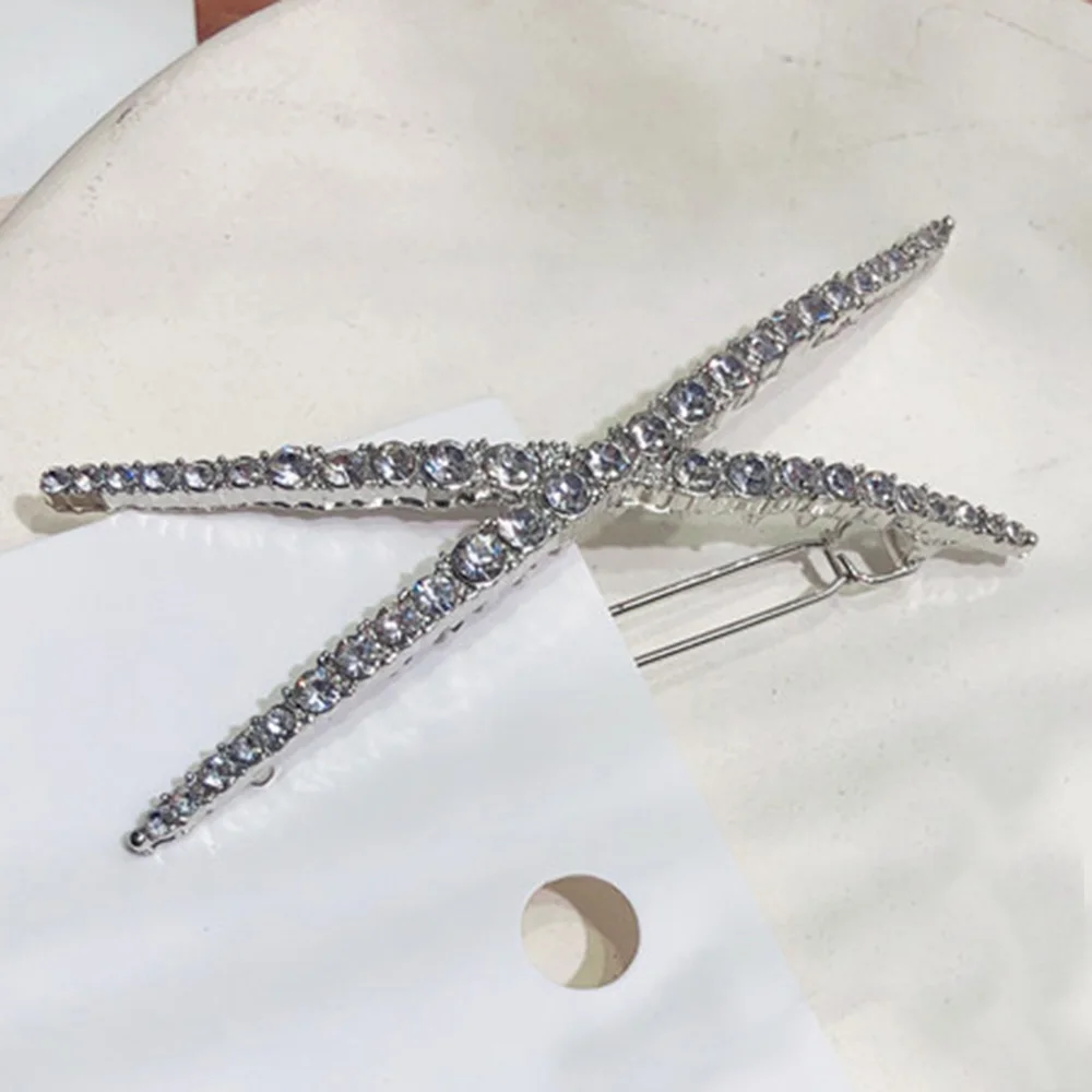 1PC Popular Geometric Triangle X Shape Shiny Crystal Rhinestones Hairpins Women Hair Clips Barrettes Hair Styling Accessories - Цвет: Silver-X