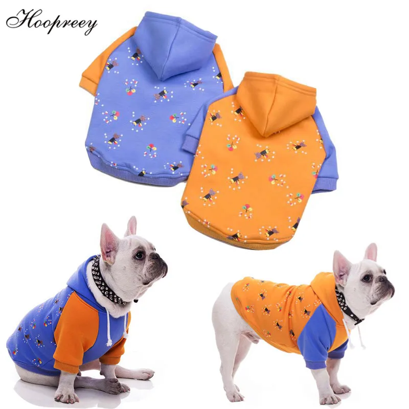 French Bulldog Winter Dog Hoodies Fashion Cotton Clothes Plus Velvet Warm Shirt for Small Puppy Dogs Outfit Pet Clothing 10A |
