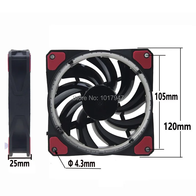 1 шт 4Pin 3Pin 12v 12025 120mm x 25mm 12cm компьютерный ПК красный 32 свет LED Eclipse Вентилятор