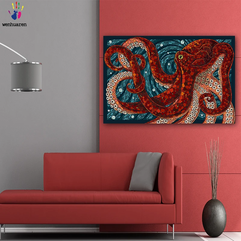 DIY colorings pictures by numbers with colors The octopus picture drawing painting framed Home | Дом и сад