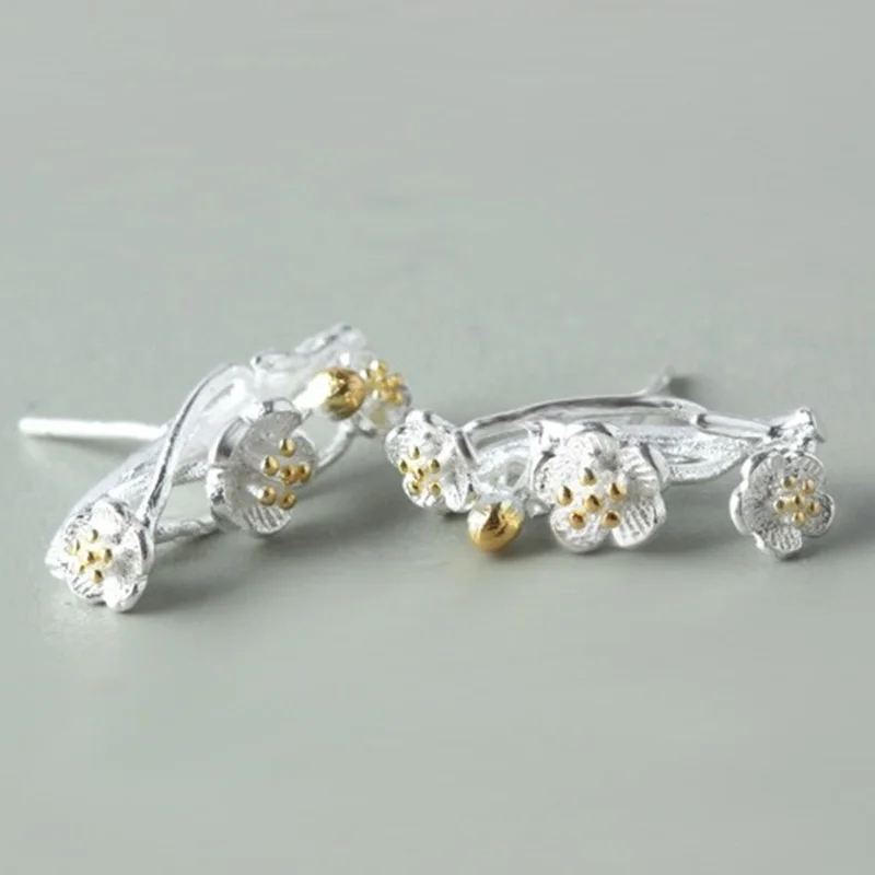 Женские сережки гвоздики Sakura серебристые золотые серьги для дня рождения и