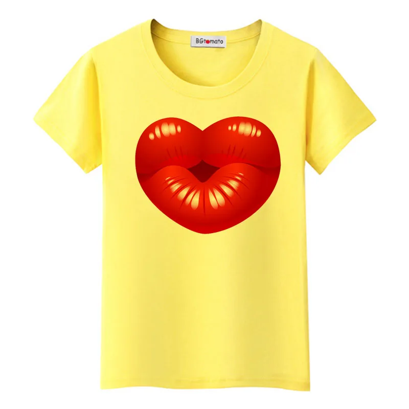 Забавная женская футболка BGtomato с большими красными губами красивые летние топы