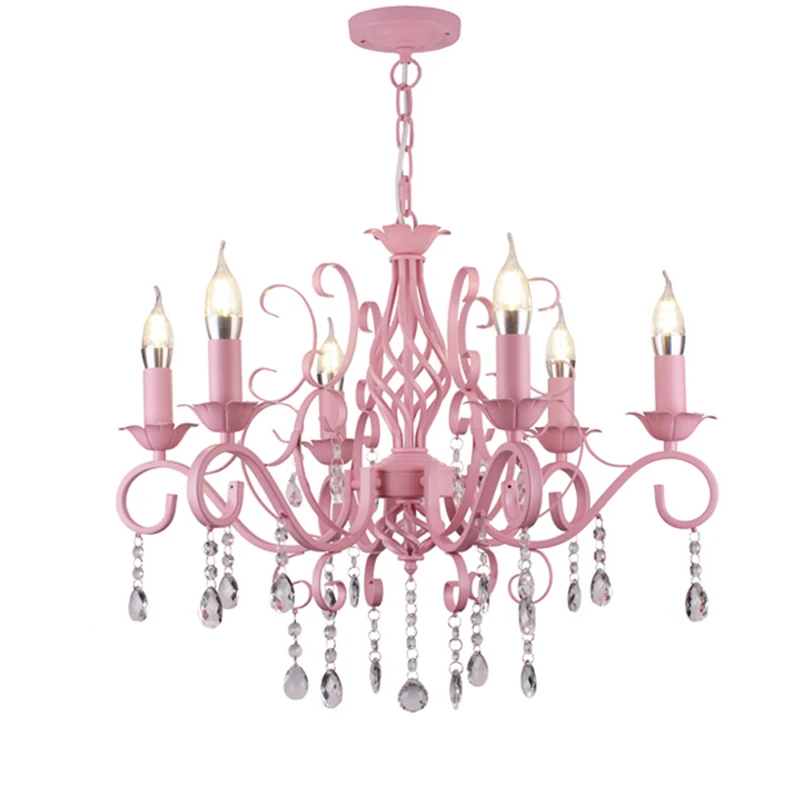 Розовая Люстра для детской комнаты спальни ресторана пасторальная Светодиодная