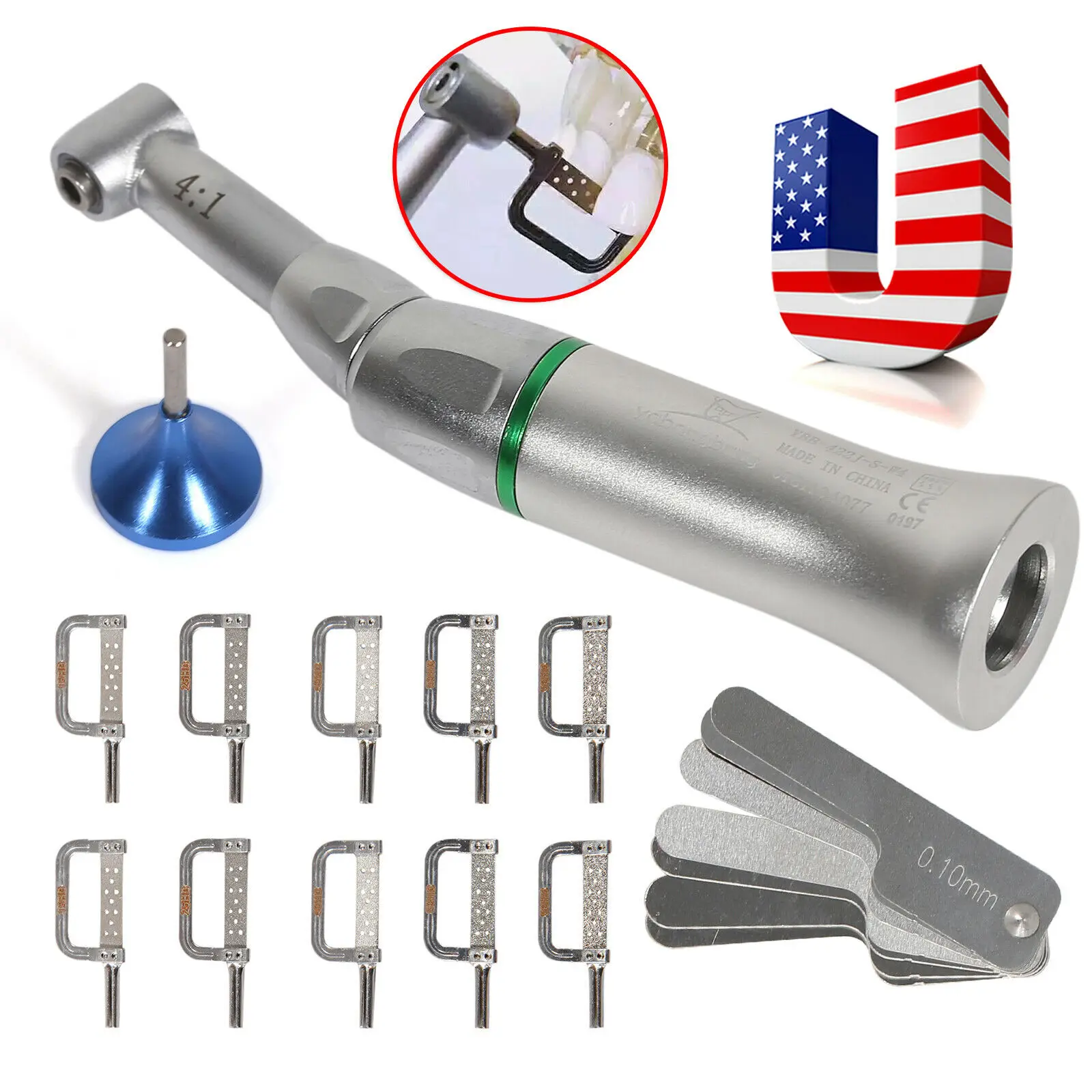 Dental 4:1 Reduction Contra Angle Handpiece IPR Interproximal Stripping Box |
