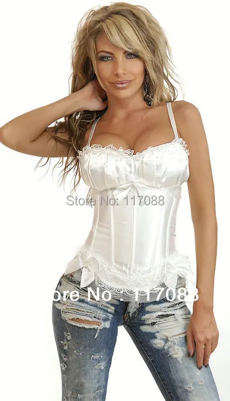 ML4007 Бесплатная доставка 1 комплект Прямая поставка бюстье белый атласный корсет