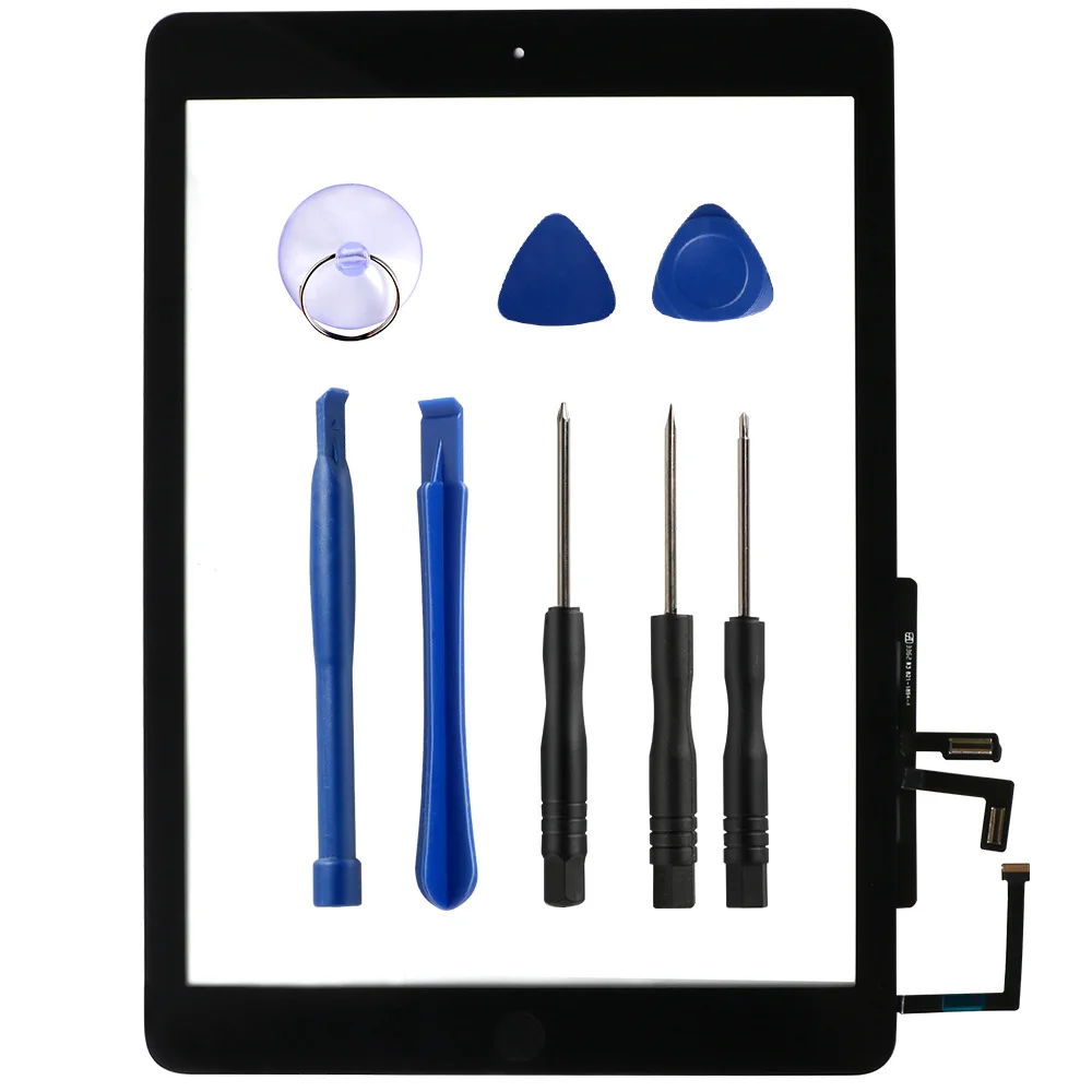 Original black Для iPad Air 1 iPad 5 сенсорный экран дигитайзер и кнопка Home Переднее стекло дисплей Сенсорная панель Замена A1474 A1475 A1476 - Цвет: Original black