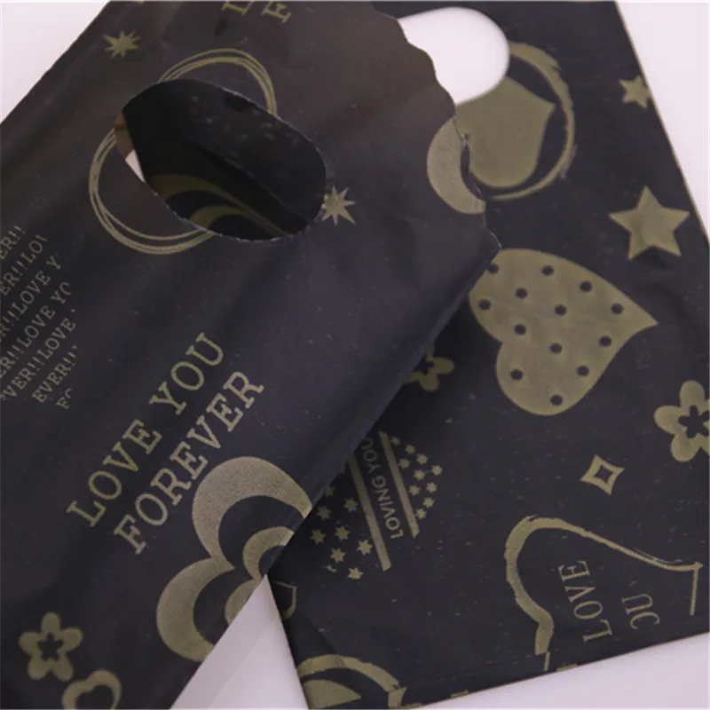 New Design High Quality Wholesale 50pcs/lot 9*15cm Luxury Plastic Vintage Small Wedding Gold Heart Gift Packaging Bags | Дом и сад