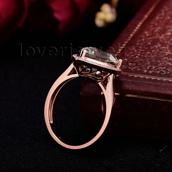 LOVERJEWELRY одноцветное 14Kt золото бриллиант кольцо с натуральным аметистом грушу