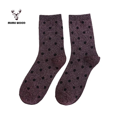purple Модные блестящие шикарные женские носки в горошек, высокое качество, блестящие носки, уличные яркие сверкающие носки - Цвет: purple