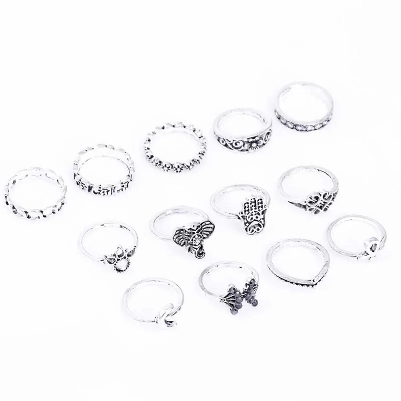 13 шт./компл. женские модные богемные ювелирные изделия обручальное кольцо слон