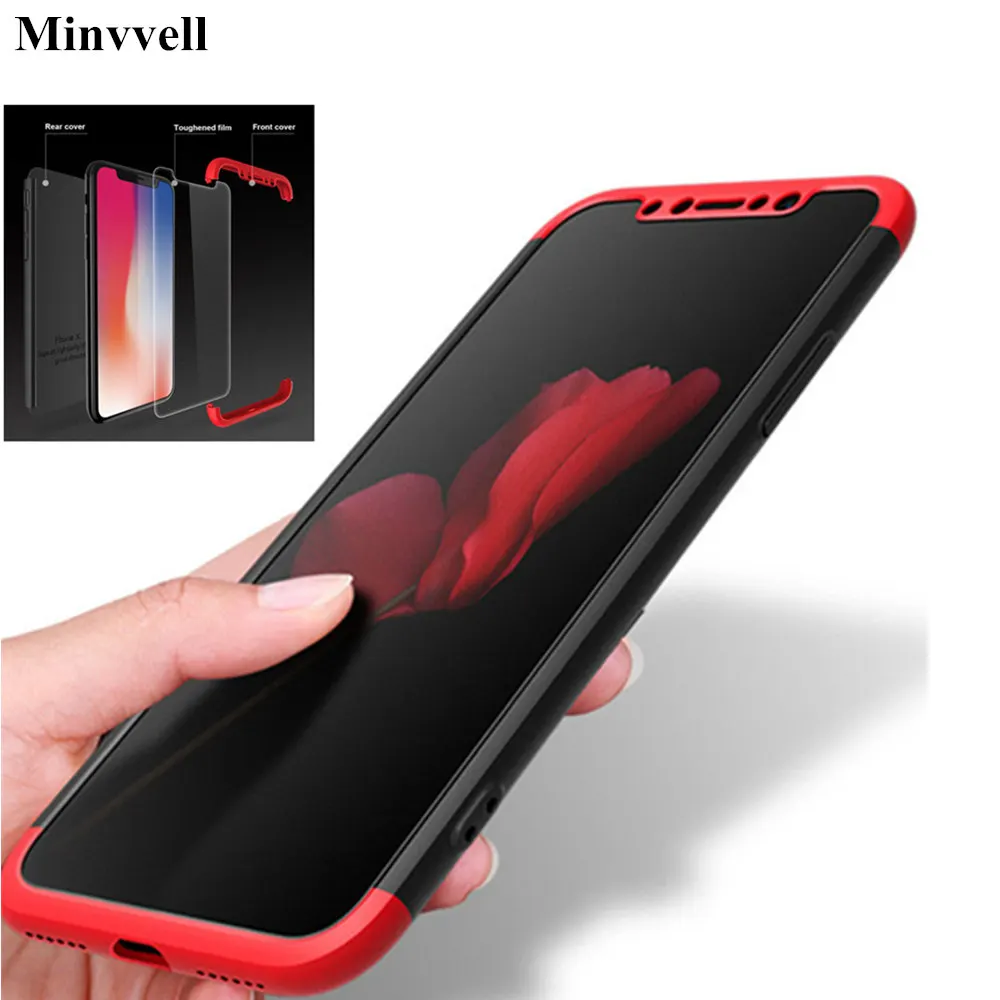Защитный чехол для iPhone XS XR MAX 8 Plus 3 в 1 тонкий жесткий пластиковый X 10 7 6/6S|Бамперы| |